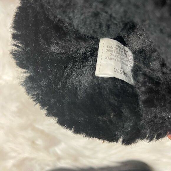 Minnetonka Tall Suede Tweed Boots Sheepskin/ Wool Lining Black/Gray SZ7 - Picture 6 of 9